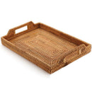 Rattan Woven Storage Fruit Basket Candy Snack Snack Plate Cutlery Tray With