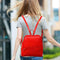 Korean Casual Backpack Women PU Leather Bag Shoulder Bag Girls Handbag(Red)