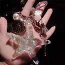 Cute Starfish Shell Key Chain Crystal Pendant Keyring Keychain Keyfob Gift SE3C