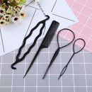 4pcs Hair Styling Tools Ponytail Braider Hair Bun Maker Plastic Loop (2) A