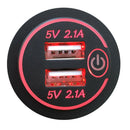 4.2A Dual USB Charger Socket with Touch Switch + 2 Terminals for Car Motorcycle