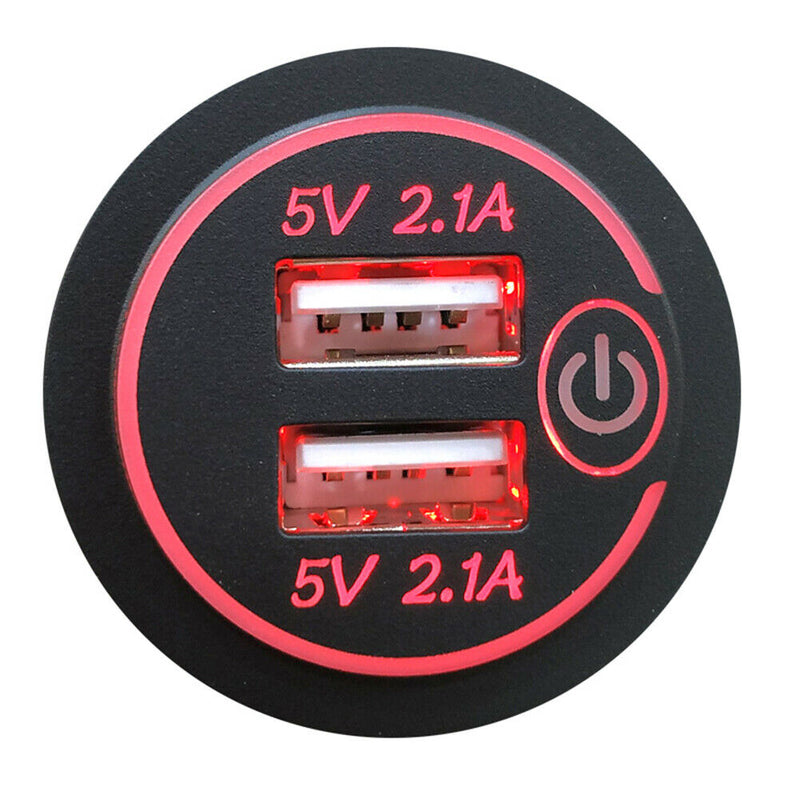 4.2A Dual USB Charger Socket with Touch Switch + 2 Terminals for Car Motorcycle