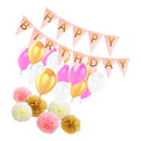 Tissue Pom Poms Latex Balloons Hanging Garland Kid Adults Birthday DIY Decor