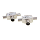 Universal 2Pcs 2 Way TV Aerial Splitter Coaxial Signal 1 Female To 2 Male