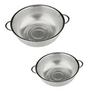 2 Pieces Stainless Steel Colander Rice Sifter Fruit Washing Bowl Kitchen