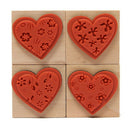 4pcs DIY Love Heart Flowers Diary Scrapbook Decoration Wooden Rubber Stamp