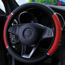 Universal 15" 38cm Leather Black Red Auto Car Steering Wheel Cover Non-slip FT