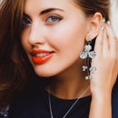 Fashion Leaves Earrings Flower Long Dangles Women Statement Jewelry Gift