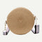 Handmade Straw Weave Round Women Small Beach Shoulder Bags (Dark Khaki)