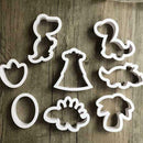 8pcs/Set DIY Dinosaur Fondant Cake Mold Plastic Biscuit Baking Mould Decor