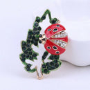 Fashion Ladybug Insect Brooch Collar Pins Crystal Leaves Corsage Jewelry  OZ