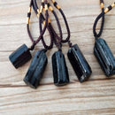 Black Tourmaline Stone Pendant Necklace Natural Crystal Gem Specimen Jewelry Hot