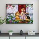 5D DIY Full Round Drill Diamond Painting Watering Girl Cross Stitch Mosaic