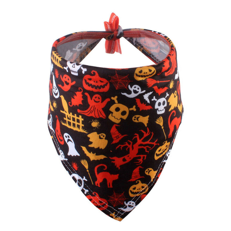 Pet Triangle Saliva Scarf Adjustable Dogs Collar Towel Halloween Bibs (A) A