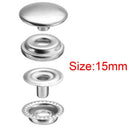 100pcs 15MM Stainless Steel Fastener Snap Press Stud Button Marine Boat Canvas