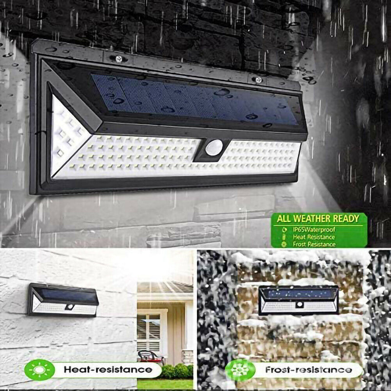 LED Solar Wall Light Waterproof Human Motion Sensor Warning Lamp for Garden A