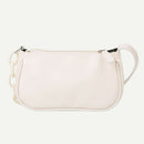 Soft PU Women Handbag Female Pure Chain Underarm Shoulder Tote Bag (White)