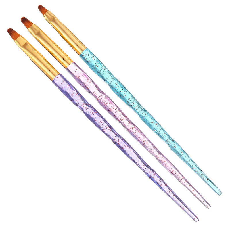3 Pcs UV Gel Nail Art Brush Acrylic Painting Pen Kit For Salon Manicure DIY