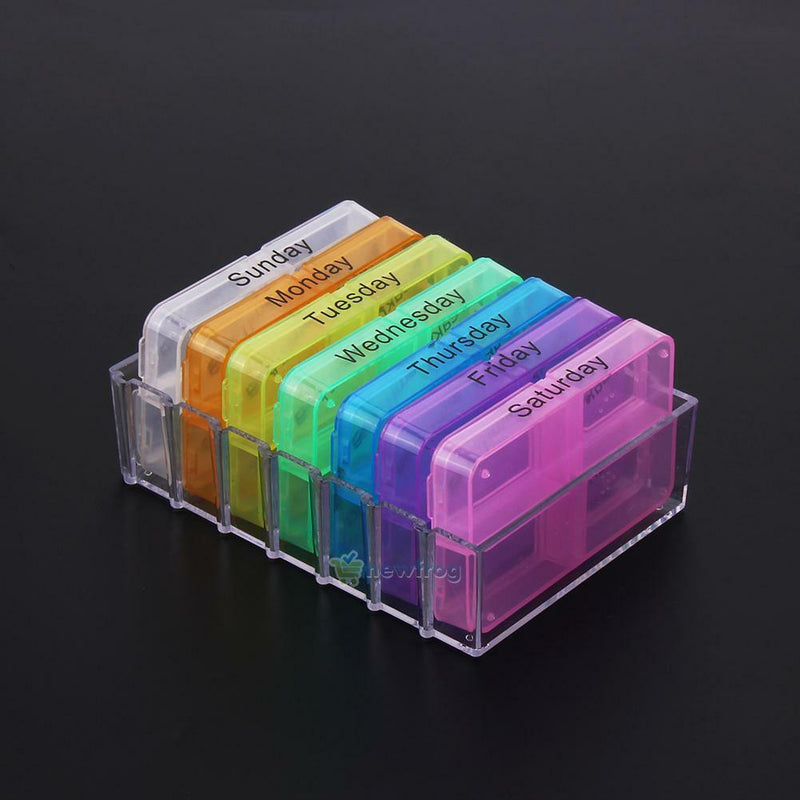 SN9F 7Days Weekly 28 Cells Travel Medicine Box Pill Case Storage With Printed Br