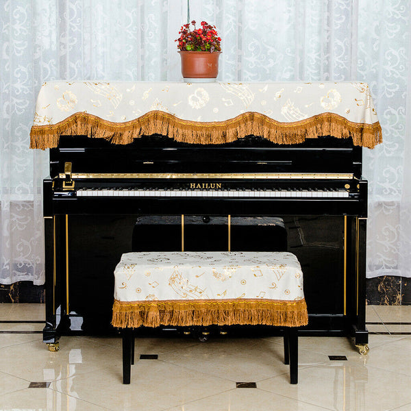 Universal Upright Piano Dustproof Top Cover Cloth with Tassel Decor for Standard