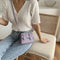 Hit Color Leather Crossbody Bags Women Small Shoulder Pouch (Light Purple)
