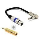 3.5mm Male to 6.35mm Female Adapter Golded Plug and Right Angle 1/4 Inch TRS