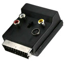 Switchable Scart Male to Scart Female M/F S-Video 3 RCA Audio Socket Black