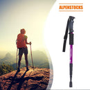 Trekking Pole 4 Sections Aluminum Telescopic Hiking Walking Cane (Purple)