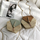 Straw Tassel Beach Woven Women Bags Hexagon Summer Chain Knitting Shoulder