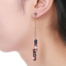 New Fashion Women Simple Blue Full Diamond  Stud Earrings Tasse Long Earri FT