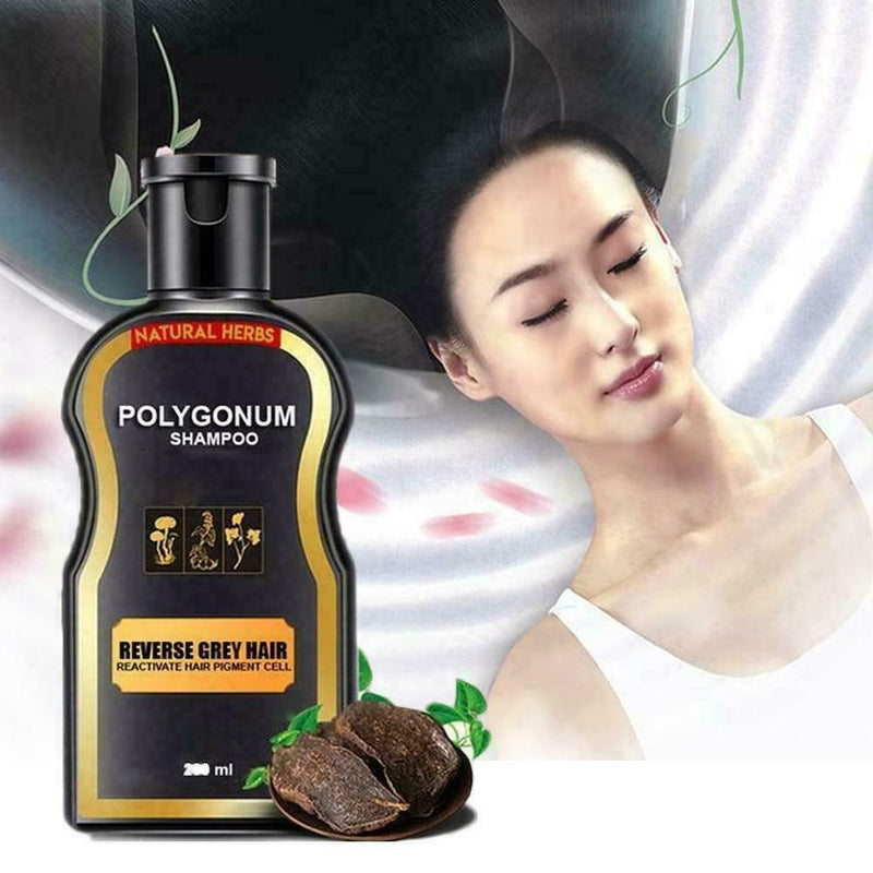 200ml Reverse Grey Hair Darkening Natural Polygonum Men Women Shampoo I6A9