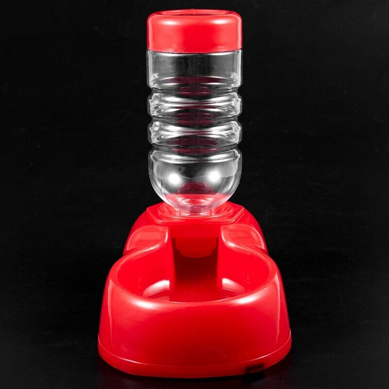 Pet Dog Cat Water Drinking Feeding Fountain Bottle Red B1W1