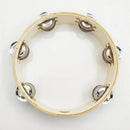 8 inch Handheld Headed Tambourine, Double Jingle Bell Row, Natural Head,