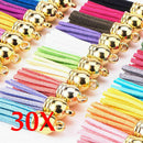 30Pcs Suede Leather Tassel For Keychain Jewelry DIY Pendants Charms Findings Set