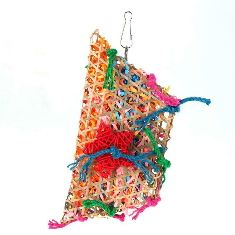 Colorful Bamboo Weave Cotton rope Swing Parrot Bird Toys Cockatiel Chewing
