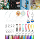 146pcs Leather Tassel Keychain Charms Jump Rings Acrylic Keyrings Blanks Crafts