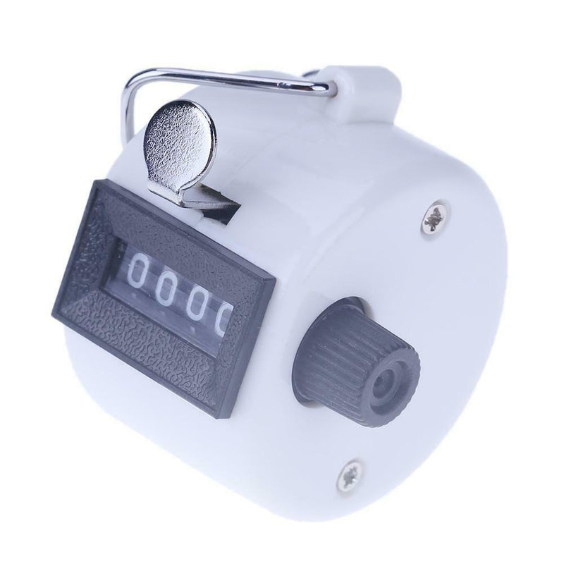 Clicker Counter 4 Digit Number Counters Plastic Shell Hand Held(White)
