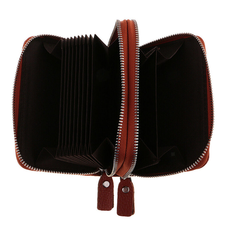 Leather Unisex Credit Card Holder Zipper Wallet Business Cards Case Purse Travel