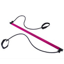 Portable Pilates Bar Stick with Resistance Band for Gym Fitness (Rose Red)