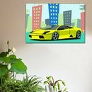 DIY Handmade Wall Art Gift Linen By Numbers Oil Painting Set Yellow Sports Car