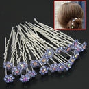 20X Women Wedding Gift Blue Crystal Rhinestone Flower Hairpin Clip Headwear BBJ