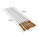 6PCS Roasting Sticks & Wooden Handle BBQ Fork Marshmallow 42cm Roasting T6V7