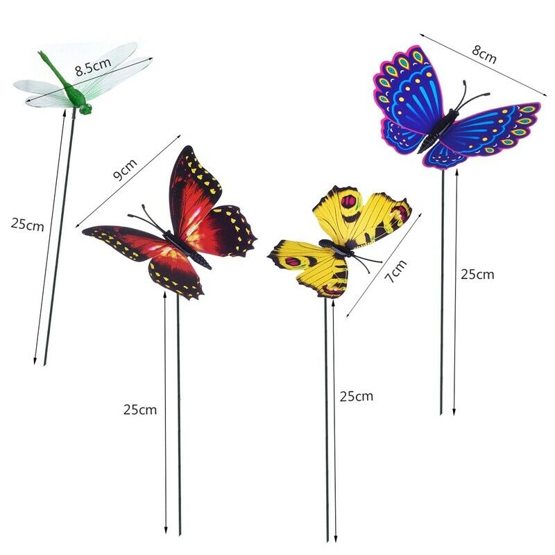 20 Pieces Garden Butterflies Stakes And 4 Pieces Dragonflies Stakes Garden