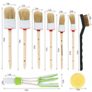 12pcs Car Detailing Brush Kit Boar Hair Vehicle Auto Interior Fr Wheel Clean Set