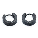 Pair Men's Hoop Huggie Earrings Titanium Steel 4mm x 9mm Black