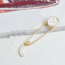 2pcs White Black Enamel Cat Brooch Pin Large Safety Pin Men Woman Jewelry