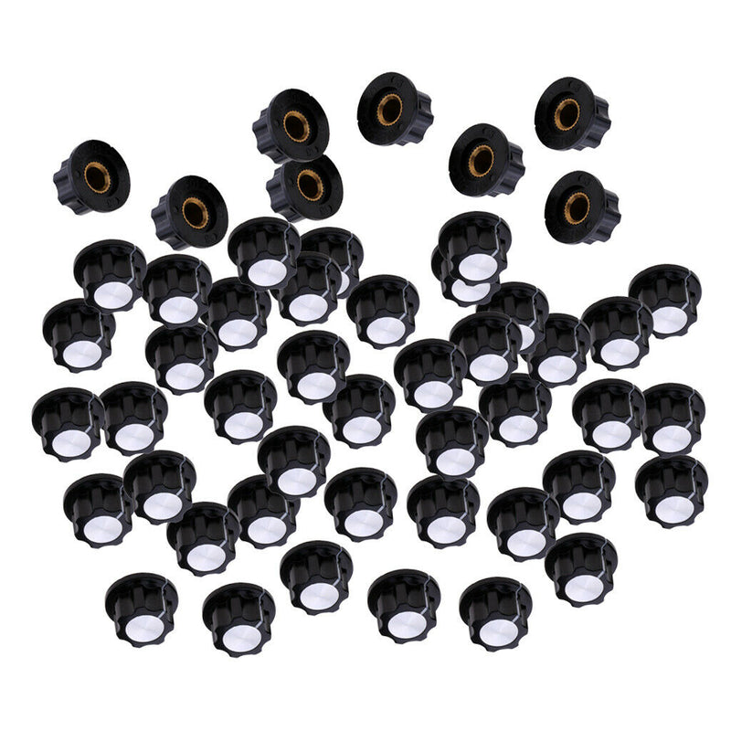 50 Pieces Insert Shaft Plastic Potentiometer Rotary Knob Pots Rotary Cap
