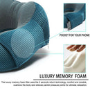 Blue Travel Pillow Memory Foam with 360-Degree Head Support Comfortable Nec