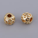 5pcs Golden Brass Ball Round Beads Carved Loose Spacer Beading Craft 7x6mm