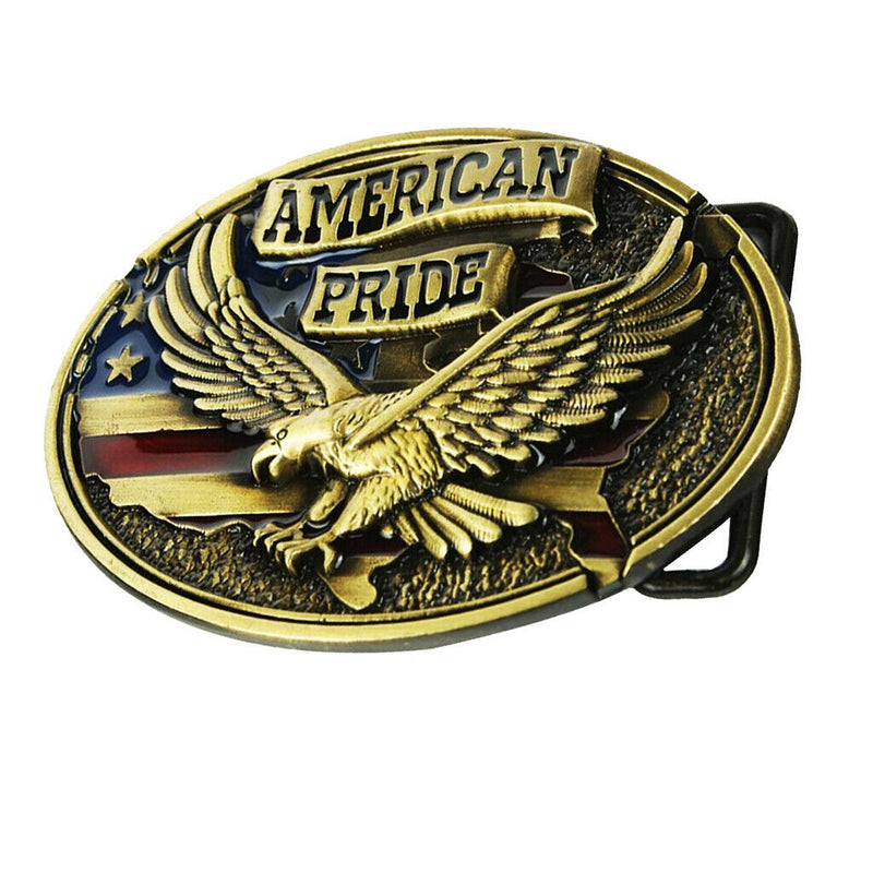 American Pride Eagle Belt Buckle, Western Cowboy Belt Buckle for Men Women